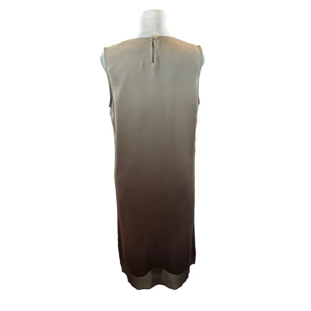 Vintage Ladies Tracey M. brand Ombré Brown Silk‎ Shift Dress Size Large - Picture 4 of 10